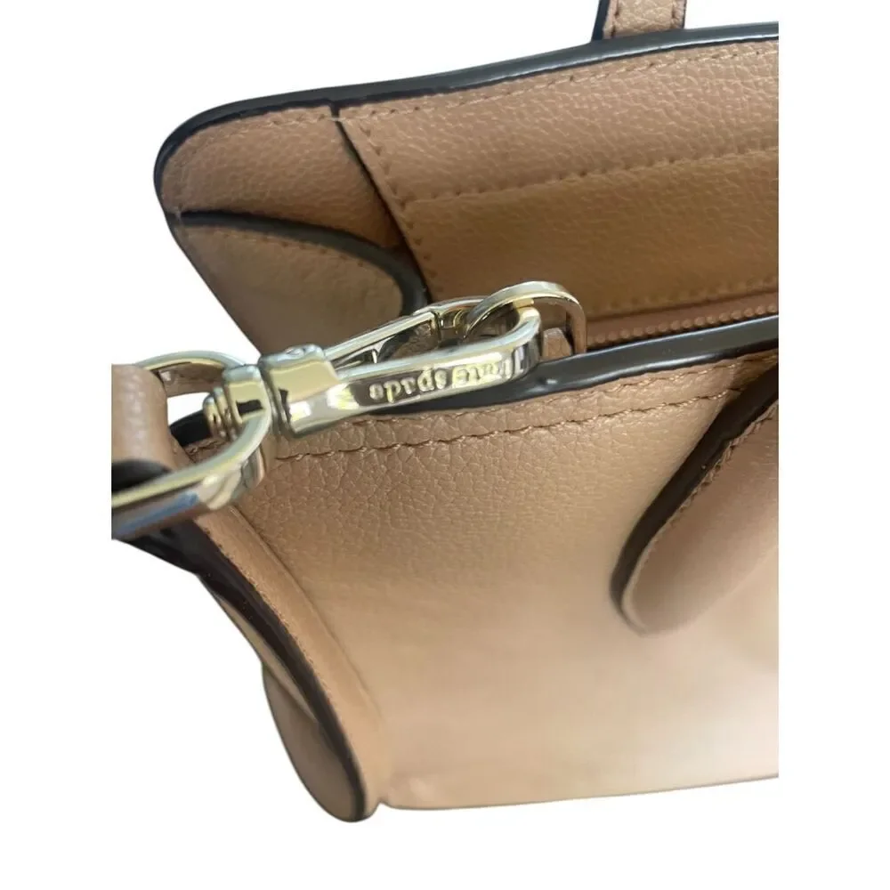Kate Spade Pebbled Leather Rowe Medium Top Zip Satchel Warm Beige